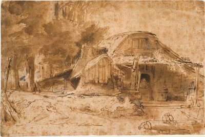 Hütte am Waldrand von Rembrandt van Rijn